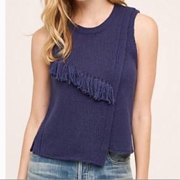 Anthropologie asymmetrical fringe / tassel knit - Picture 1 of 15